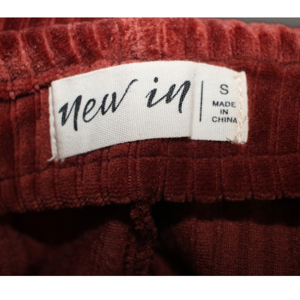 New In Rust Velour Ribbed Pants Small High Rise Stretch - Picture 5 of 8